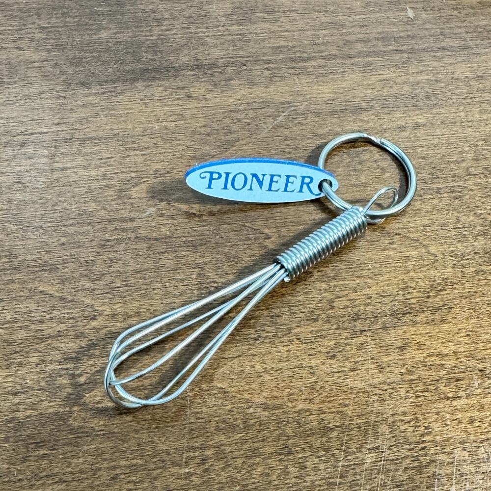 Vintage Pioneer Mini Wire Whisk Keychain Advertising Promo Kitchen Utensil Key